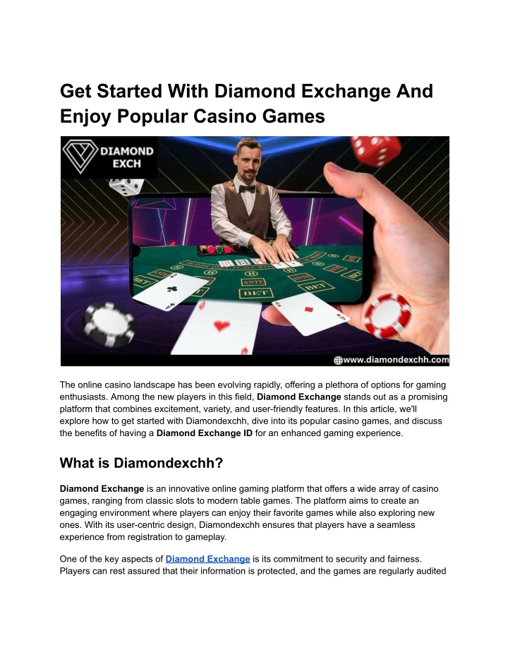 get started with diamond exchange and enjoy