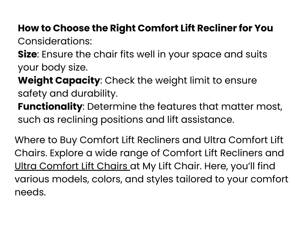 how to choose the right comfort lift recliner