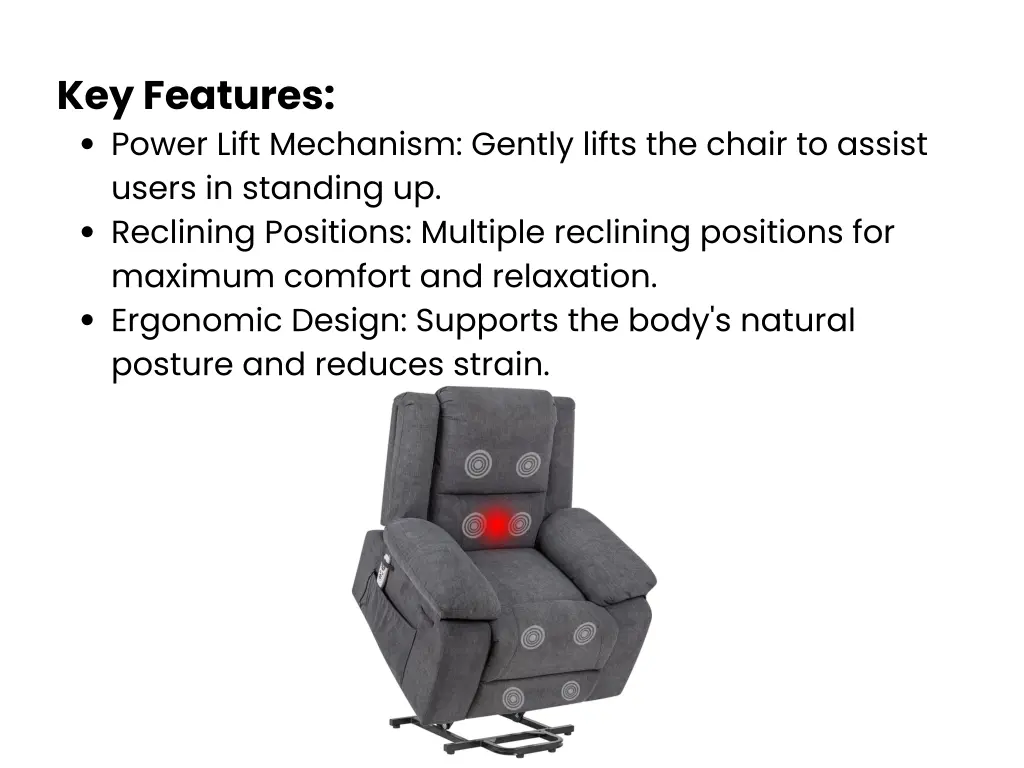 key features power lift mechanism gently lifts