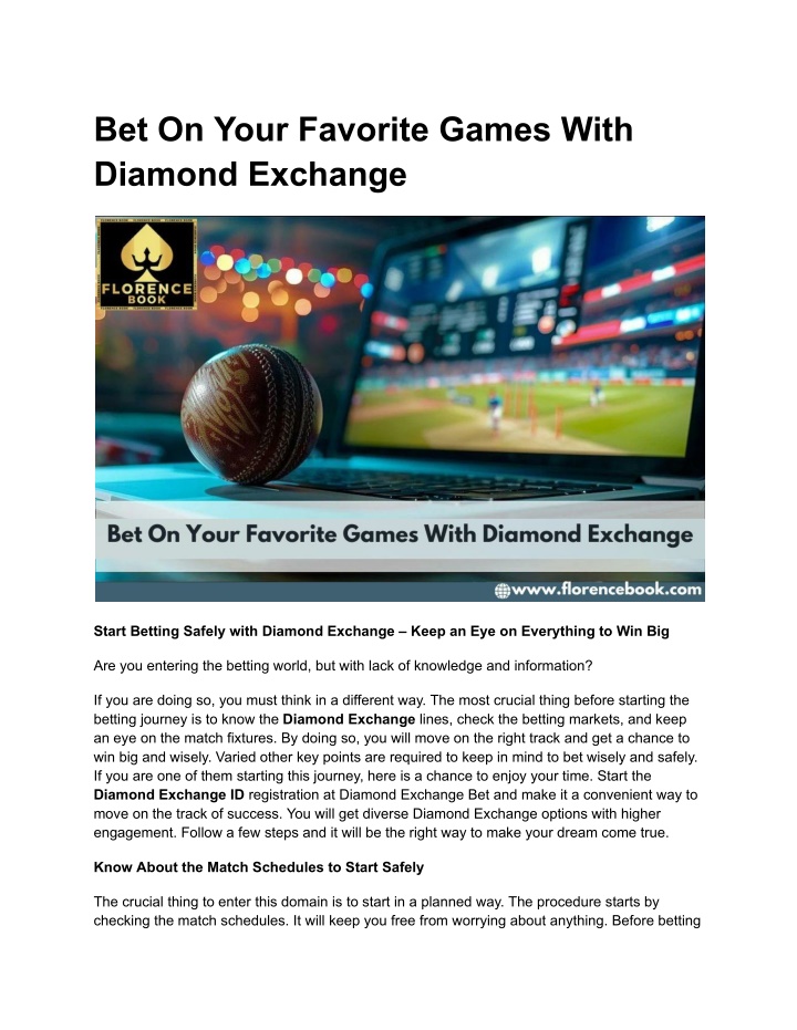 bet on your favorite games with diamond exchange