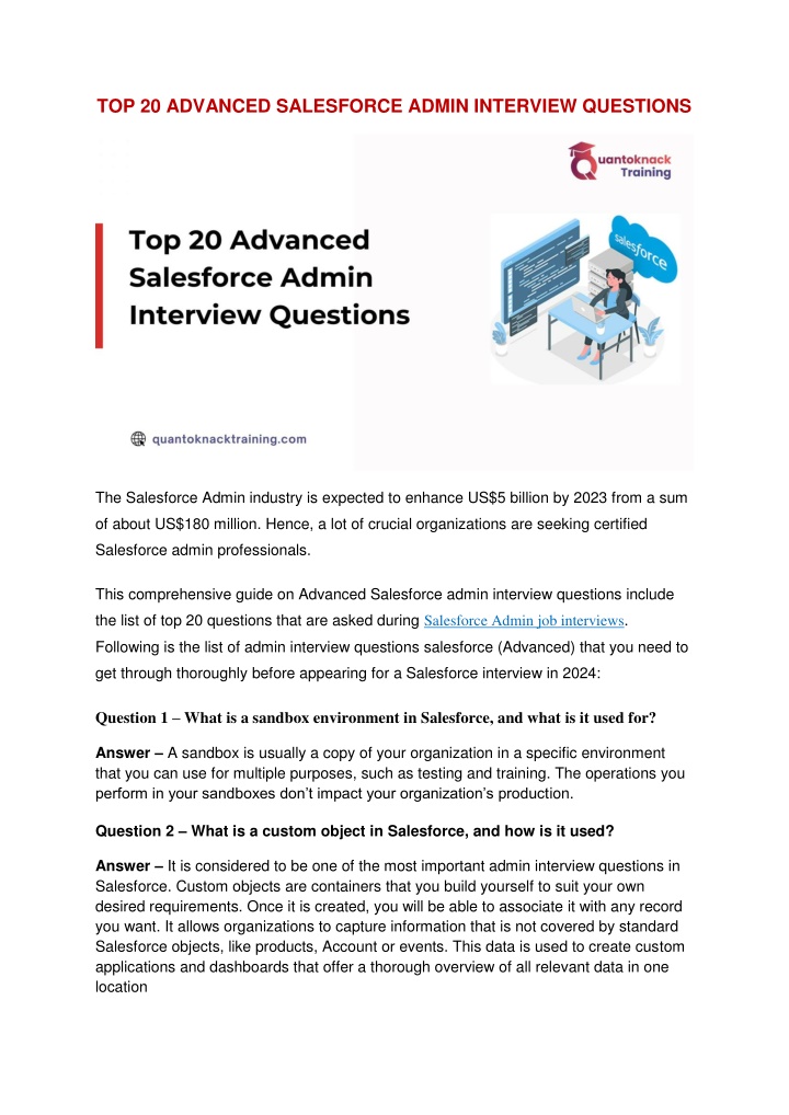 top 20 advanced salesforce admin interview