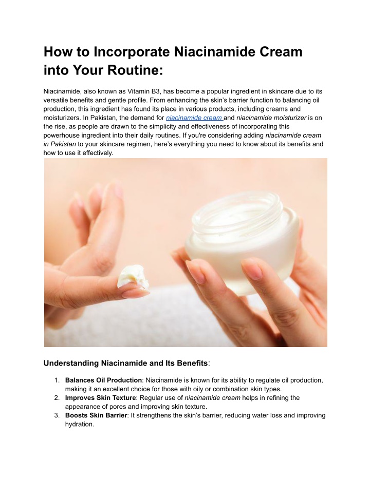 how to incorporate niacinamide cream into your