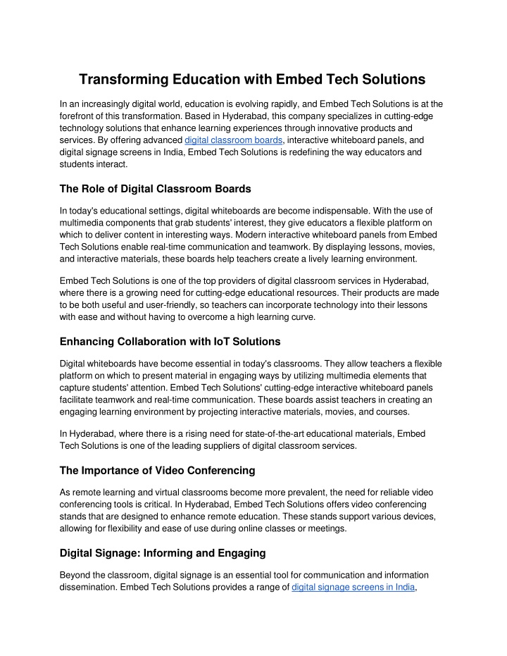 transforming education with embed tech solutions