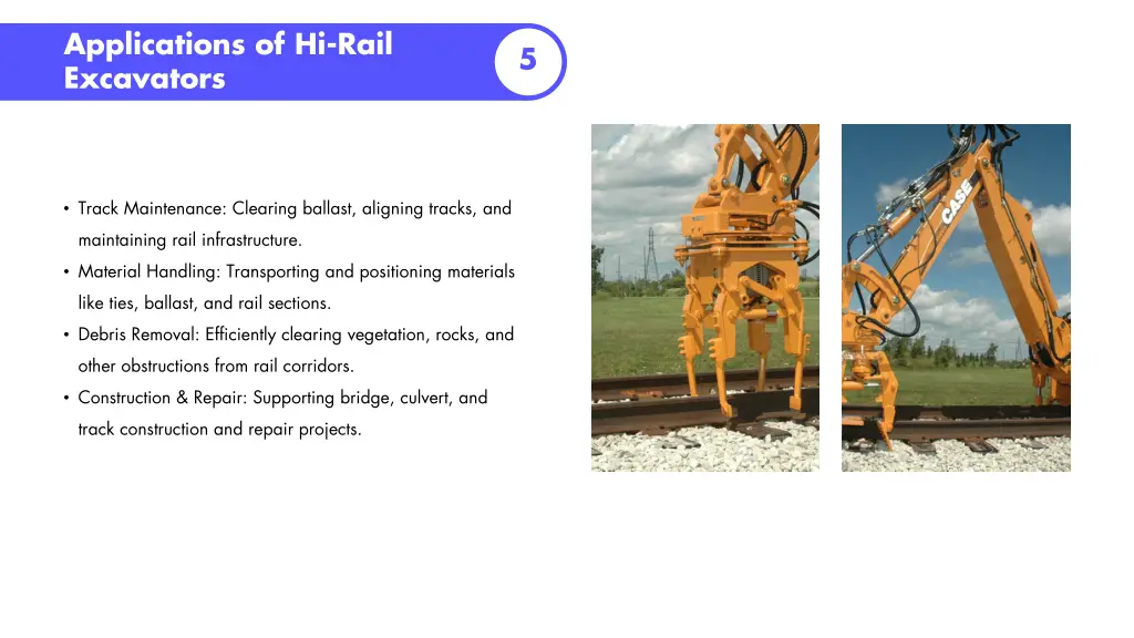 applications of hi rail excavators