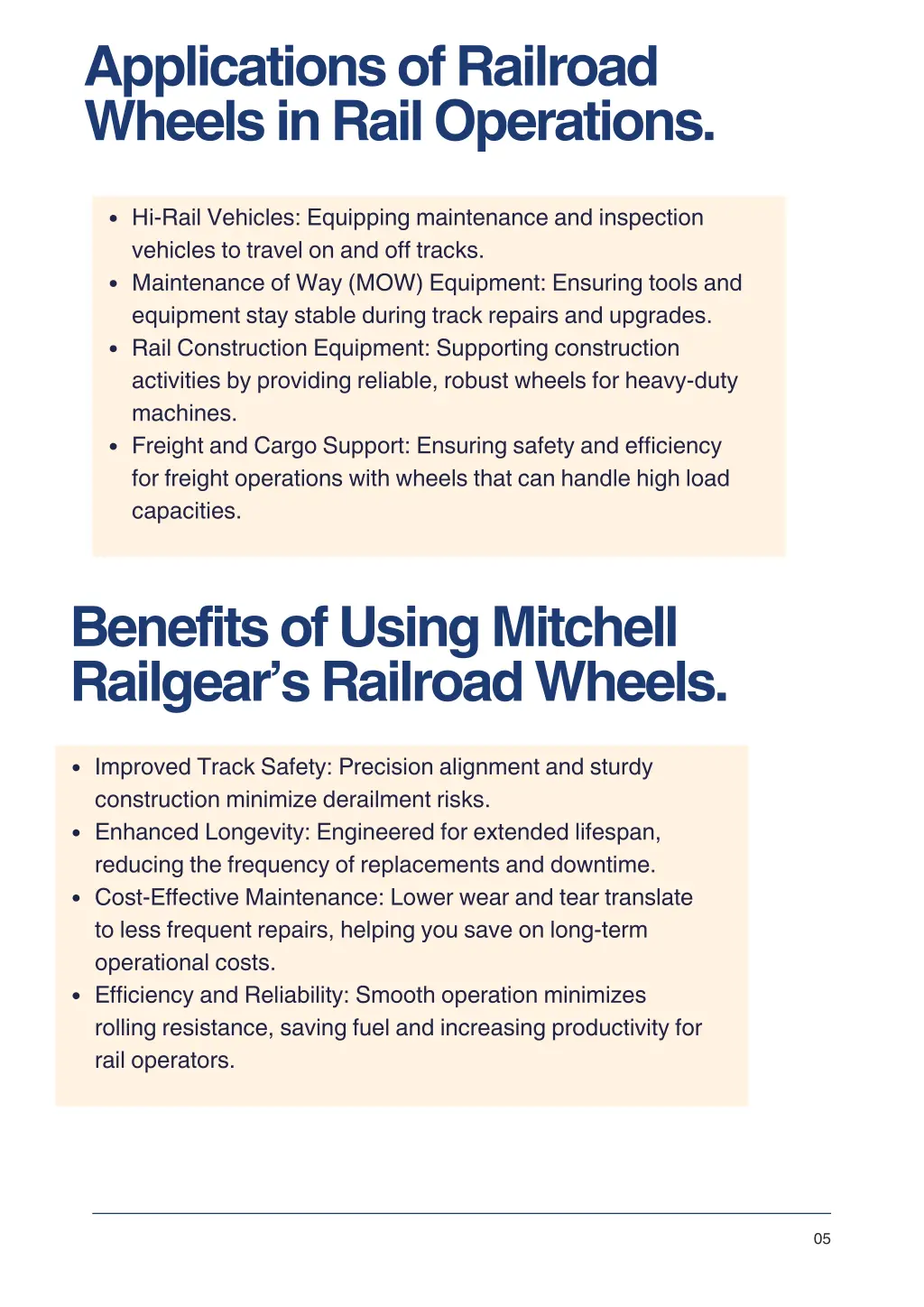 applications of railroad wheels in rail operations