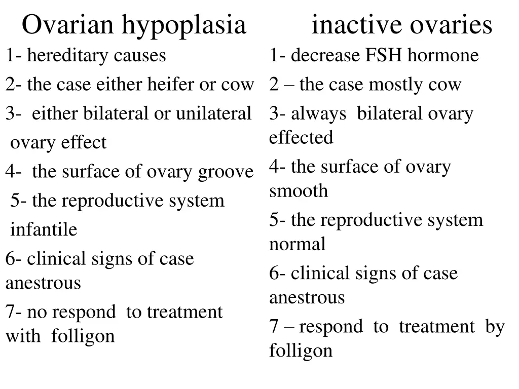 ovarian hypoplasia inactive ovaries 1 hereditary