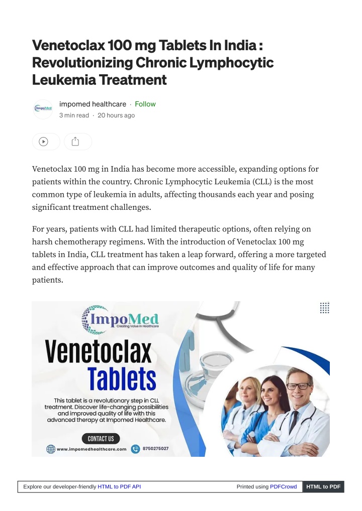 venetoclax 100 mg tablets in india