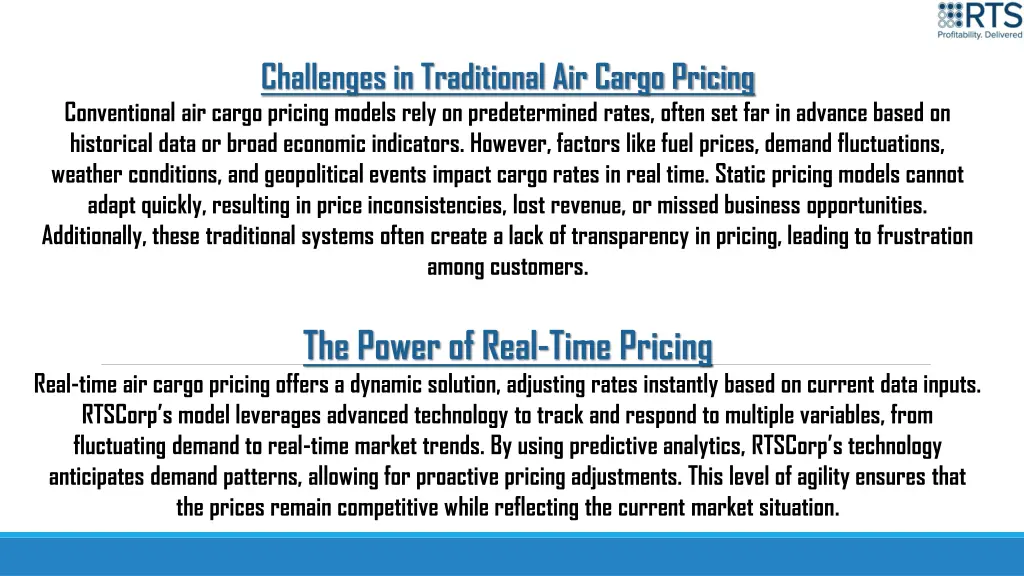 challenges in traditional air cargo pricing