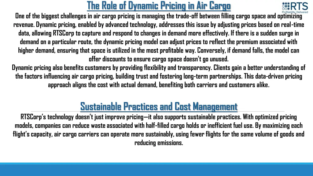 the role of dynamic pricing in air cargo