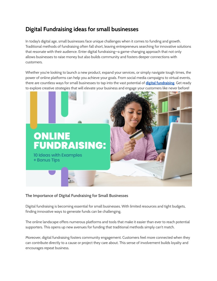 digital fundraising ideas for small businesses