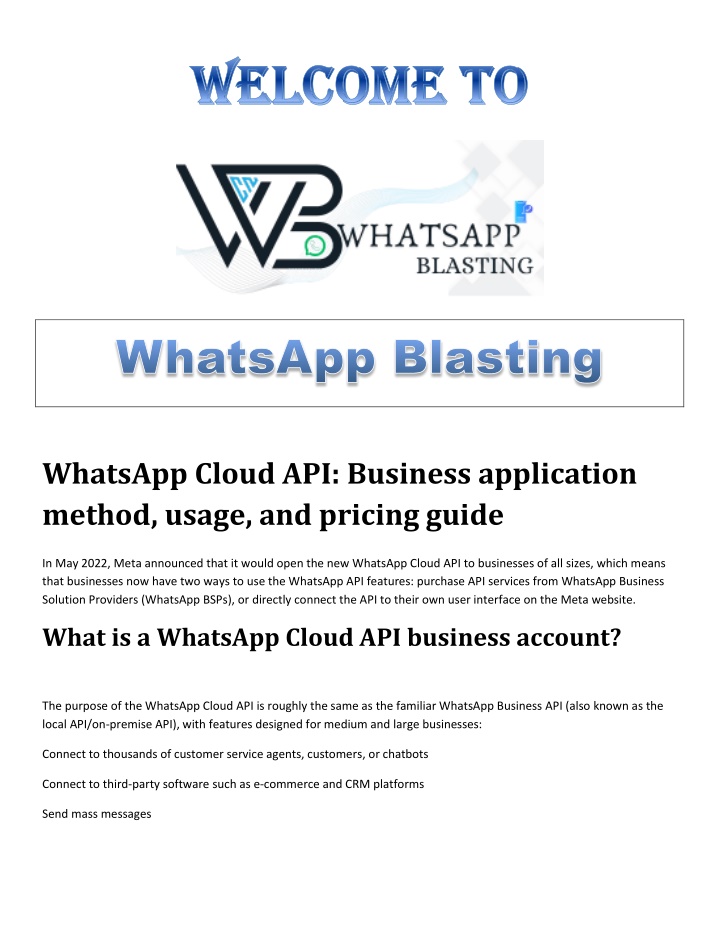 whatsapp cloud api business application method