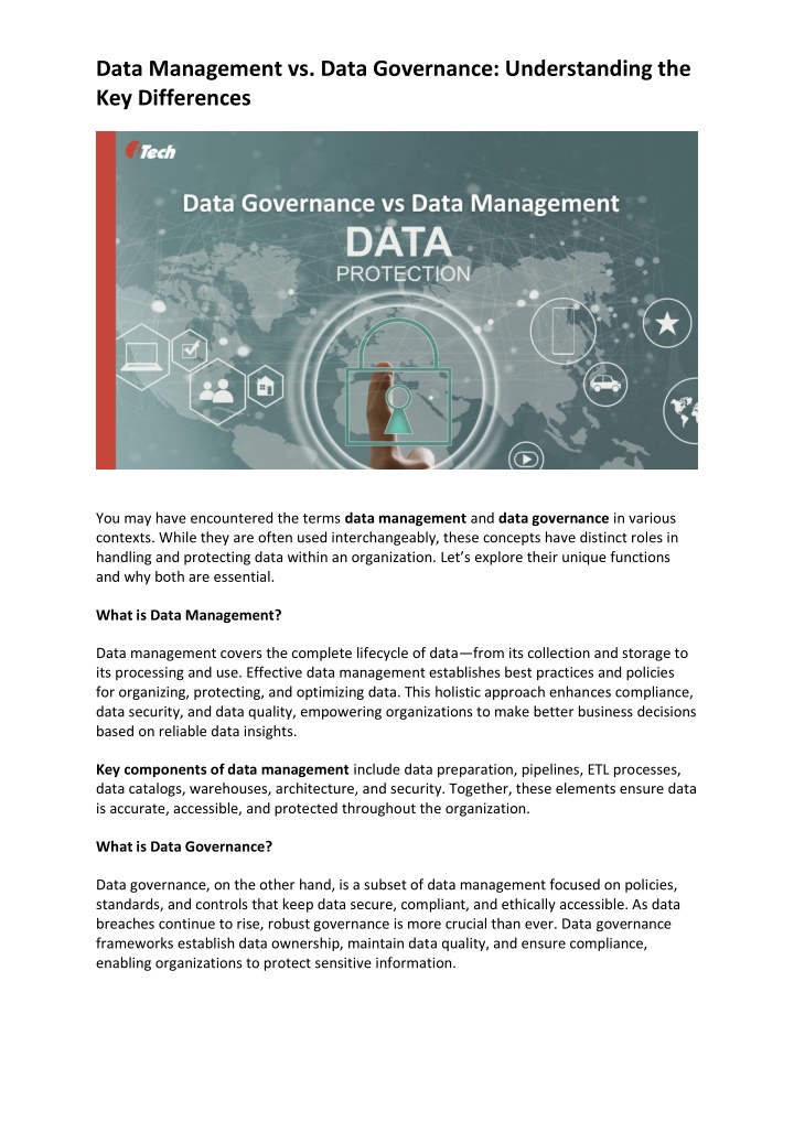 data management vs data governance understanding