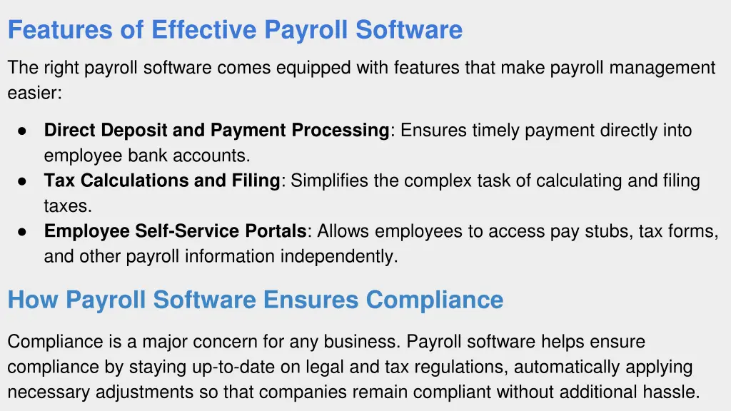 features of effective payroll software