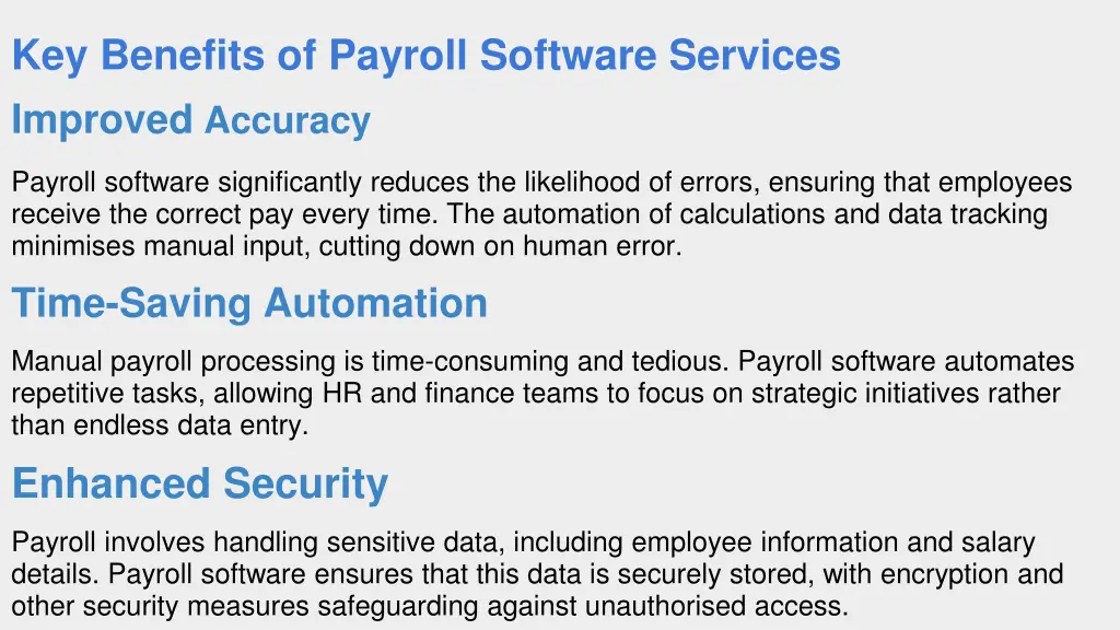 key benefits of payroll software services