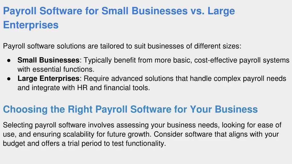 payroll software for small businesses vs large