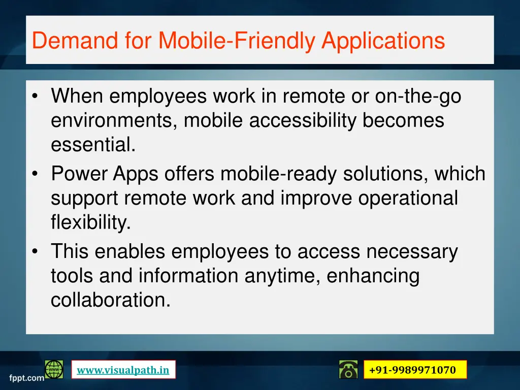 demand for mobile friendly applications