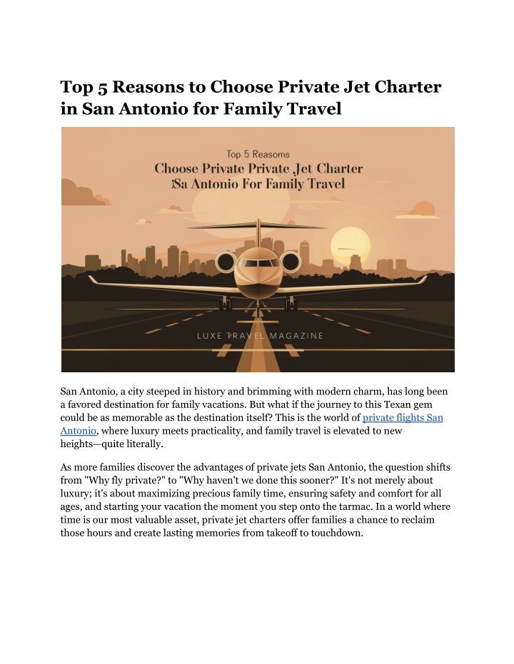 top 5 reasons to choose private jet charter