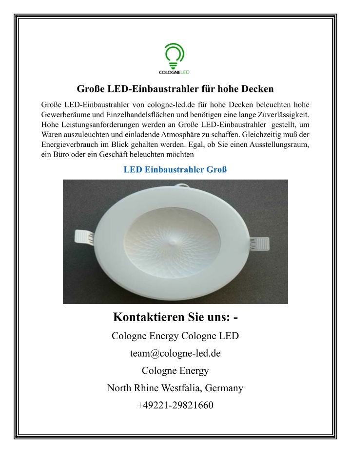 gro e led einbaustrahler f r hohe decken