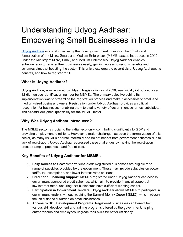 understanding udyog aadhaar empowering small