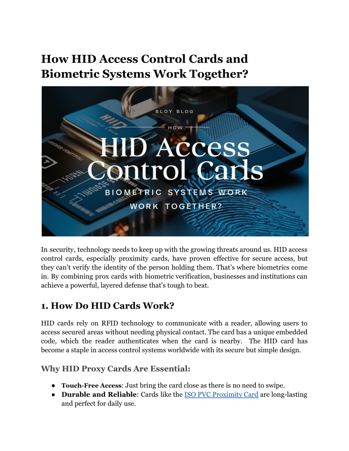 how hid access control cards and biometric