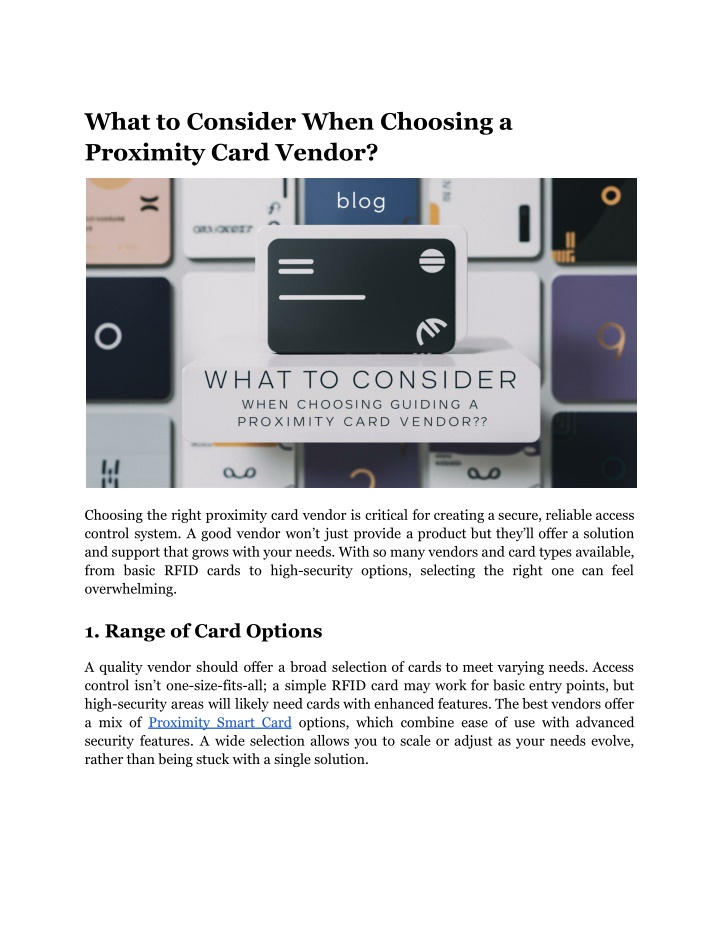 what to consider when choosing a proximity card