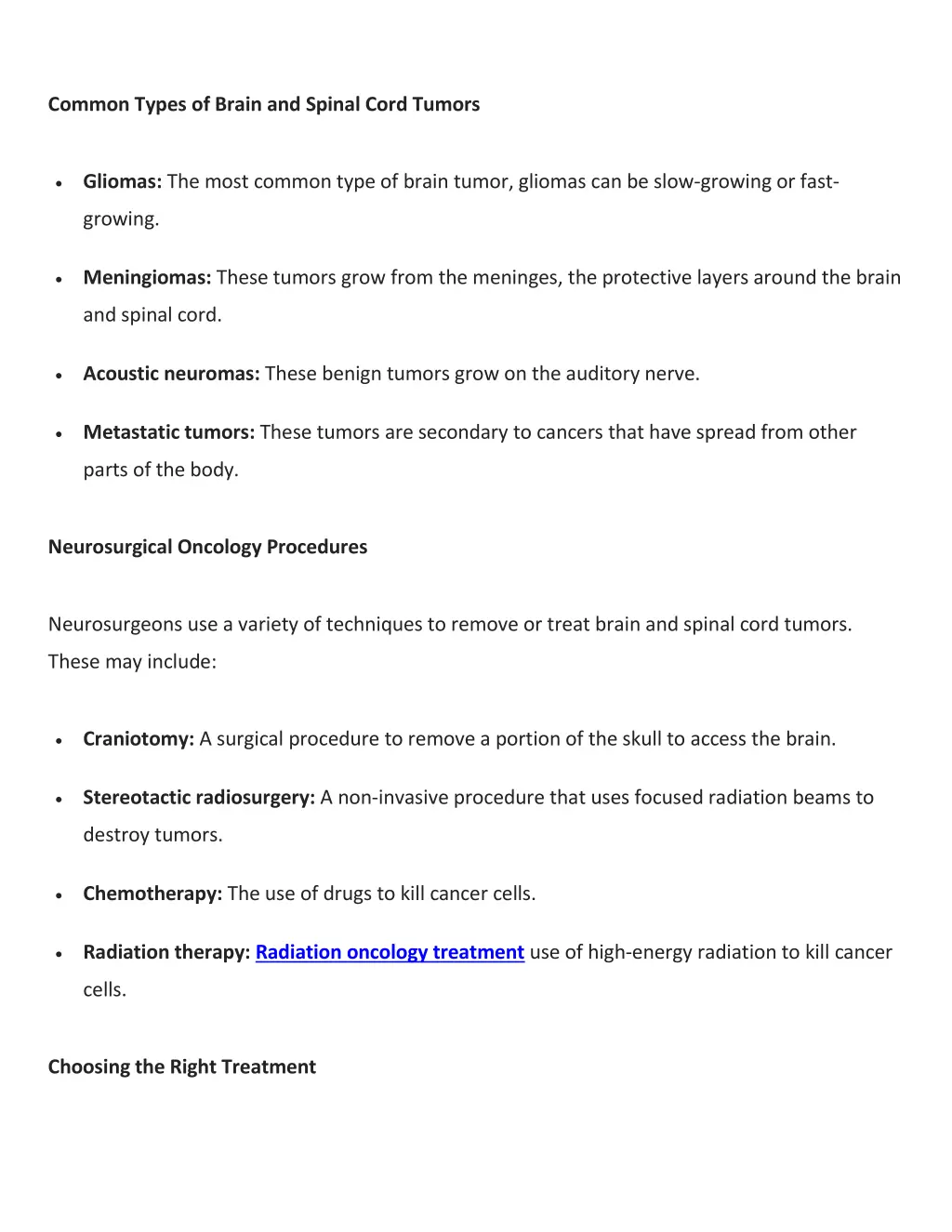 common types of brain and spinal cord tumors