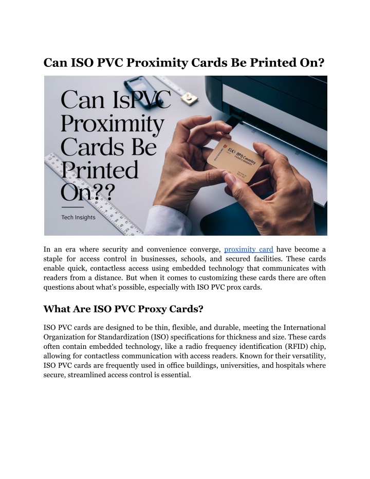 can iso pvc proximity cards be printed on