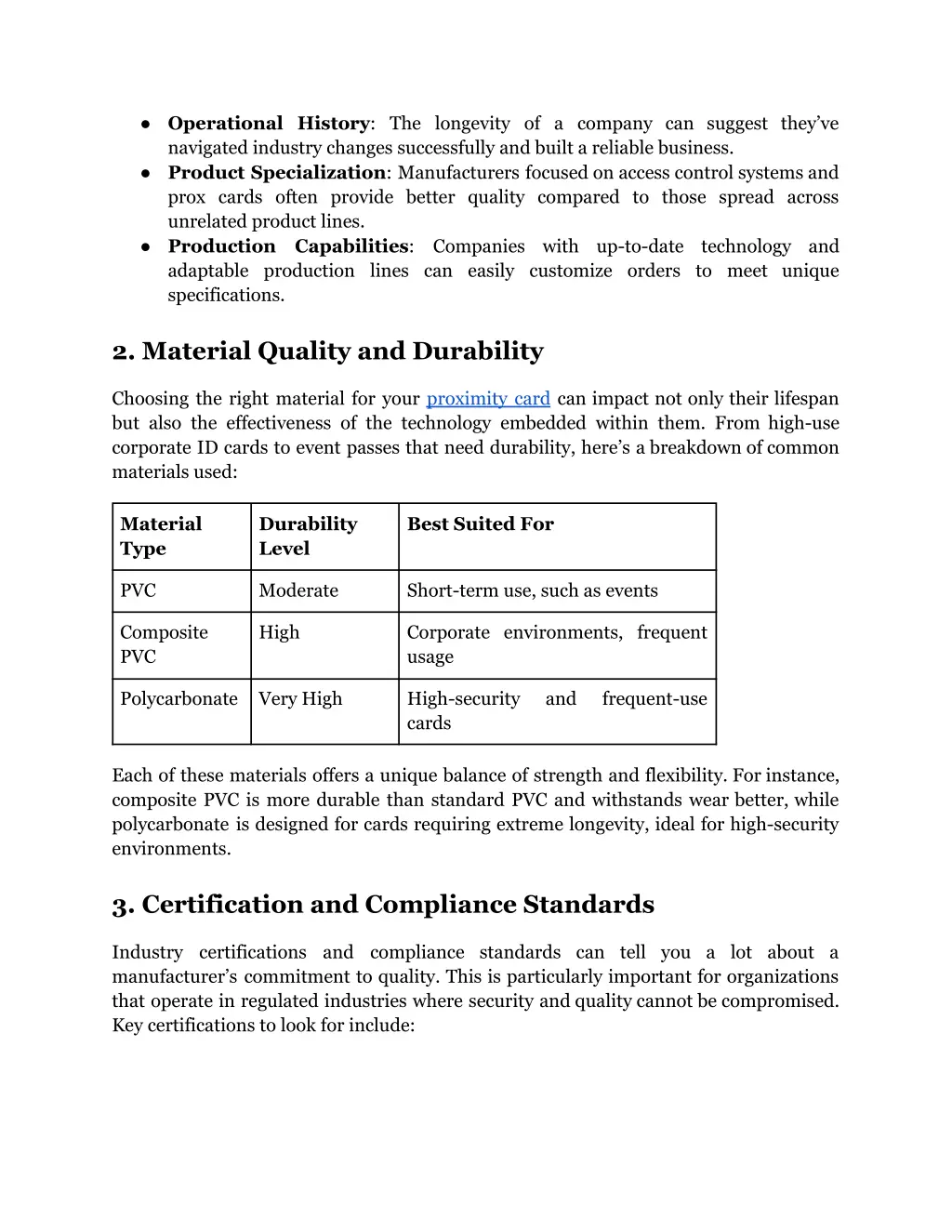 operational history the longevity of a company