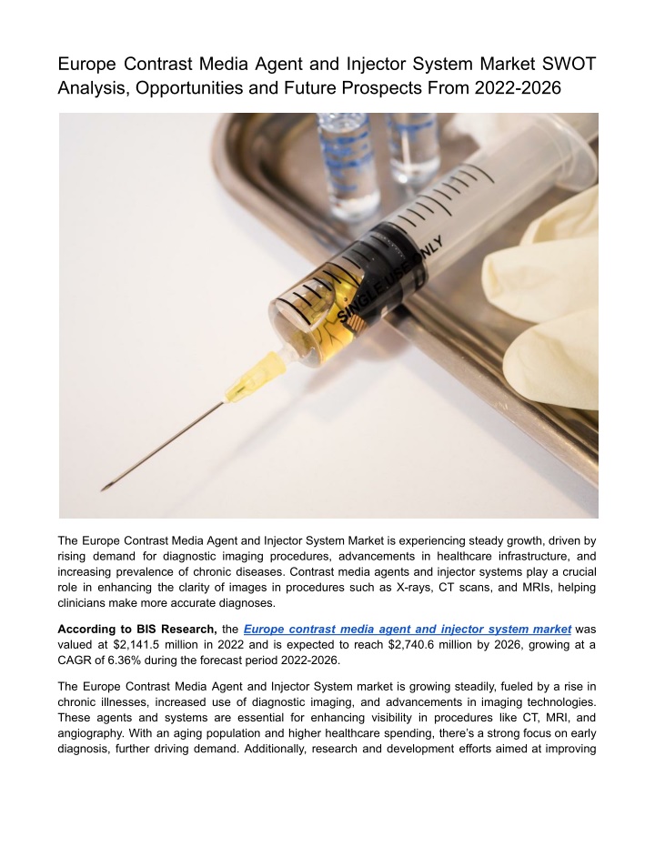 europe contrast media agent and injector system