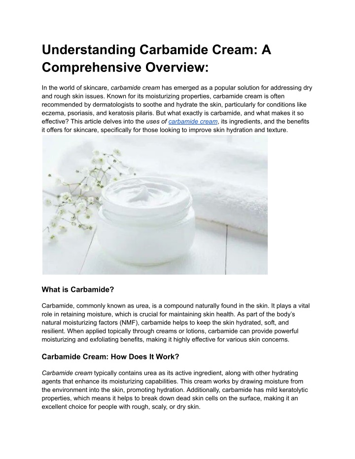 understanding carbamide cream a comprehensive