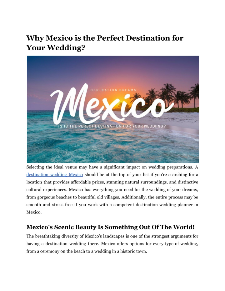 why mexico is the perfect destination for your