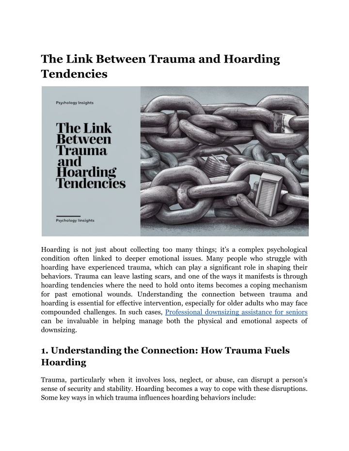 the link between trauma and hoarding tendencies