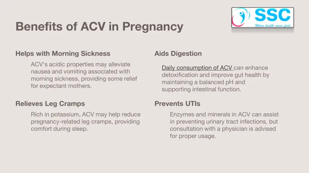 benefits of acv in pregnancy