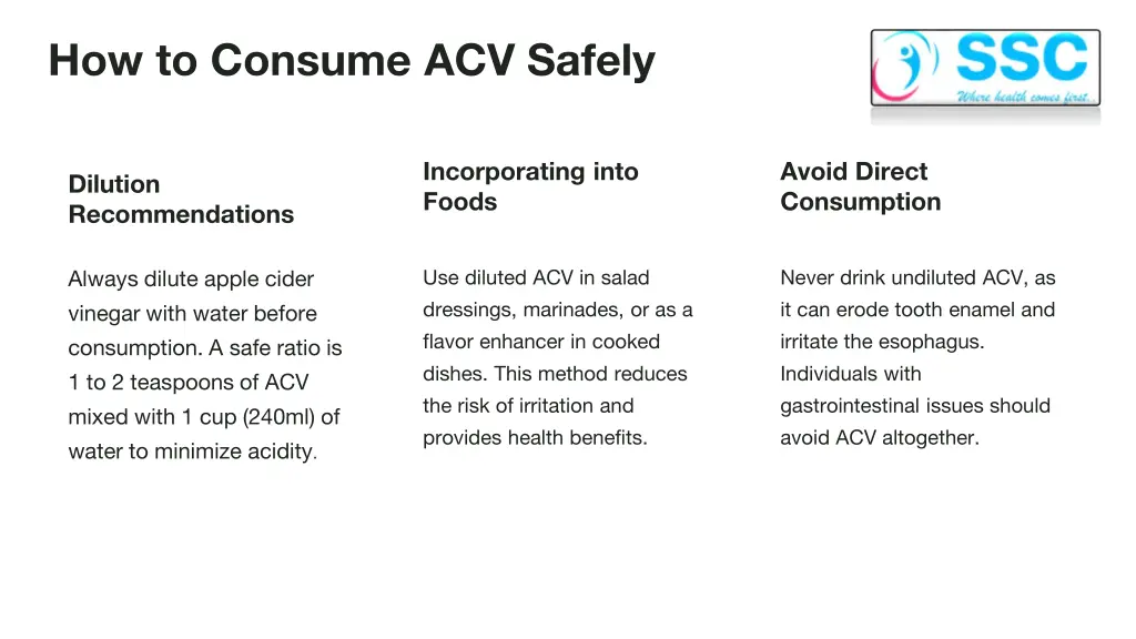 how to consume acv safely