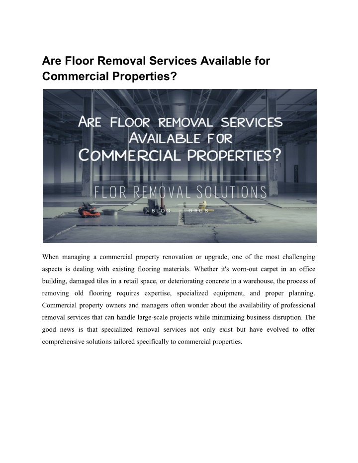 are floor removal services available