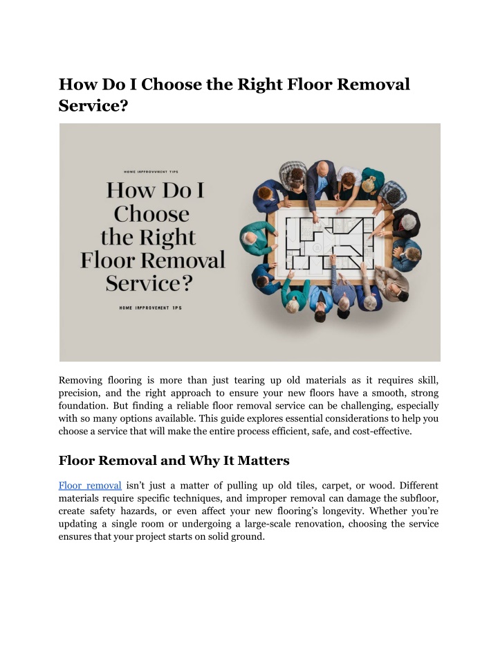 how do i choose the right floor removal service