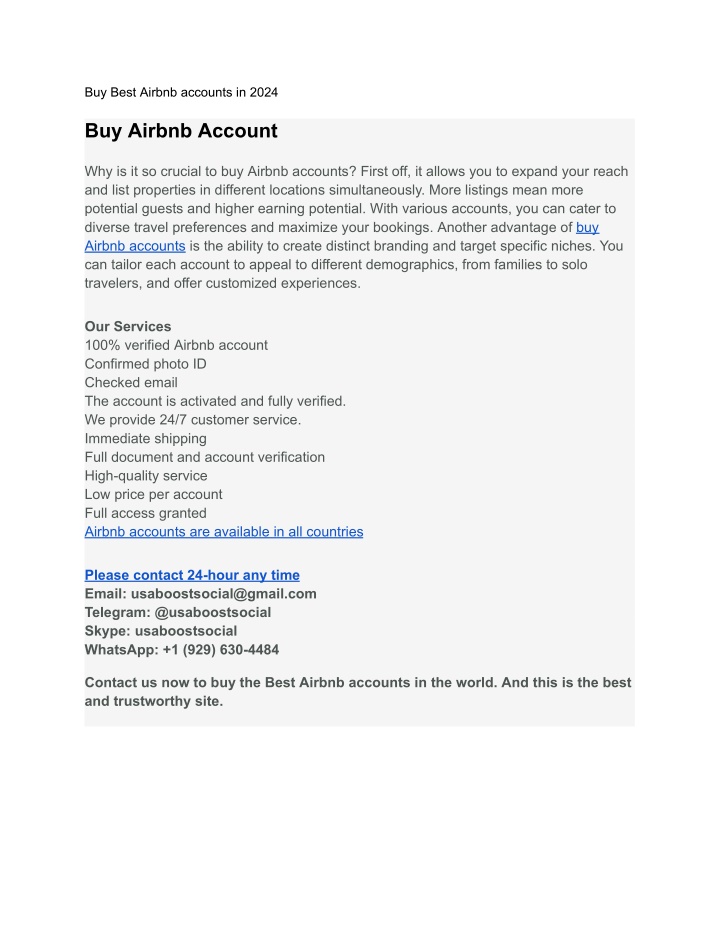 buy best airbnb accounts in 2024