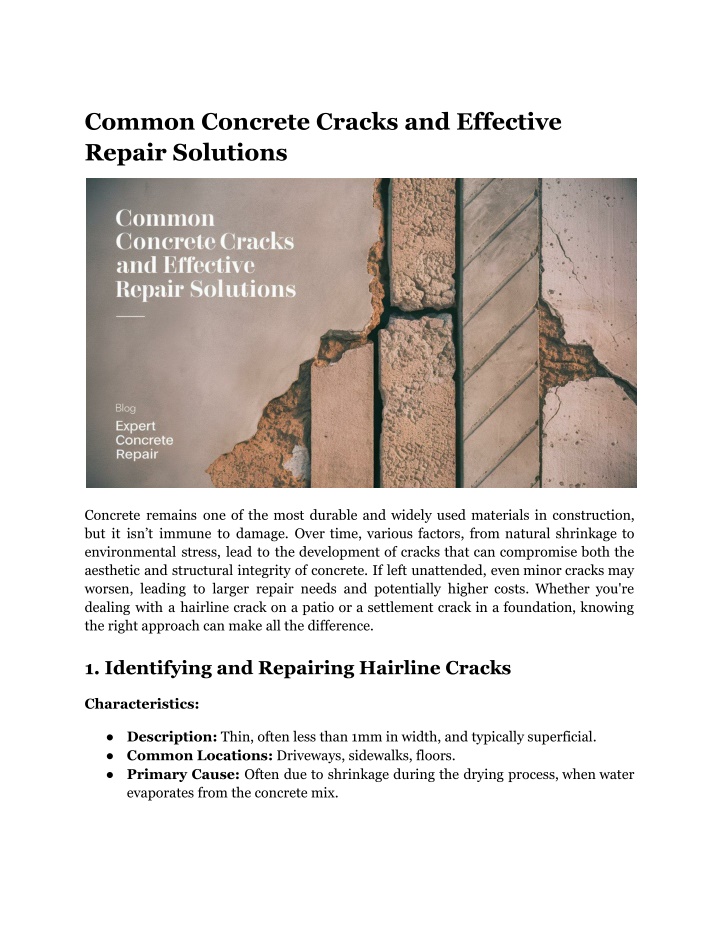 common concrete cracks and effective repair