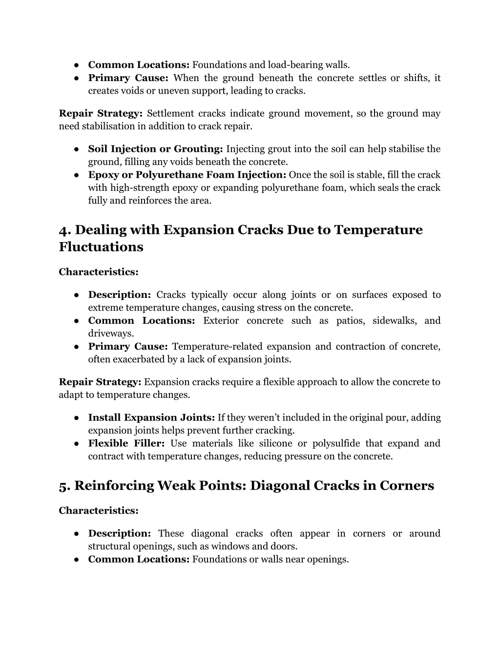 common locations foundations and load bearing