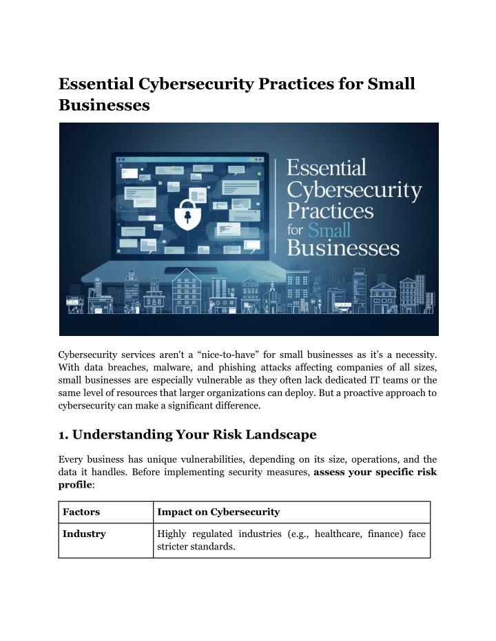 essential cybersecurity practices for small