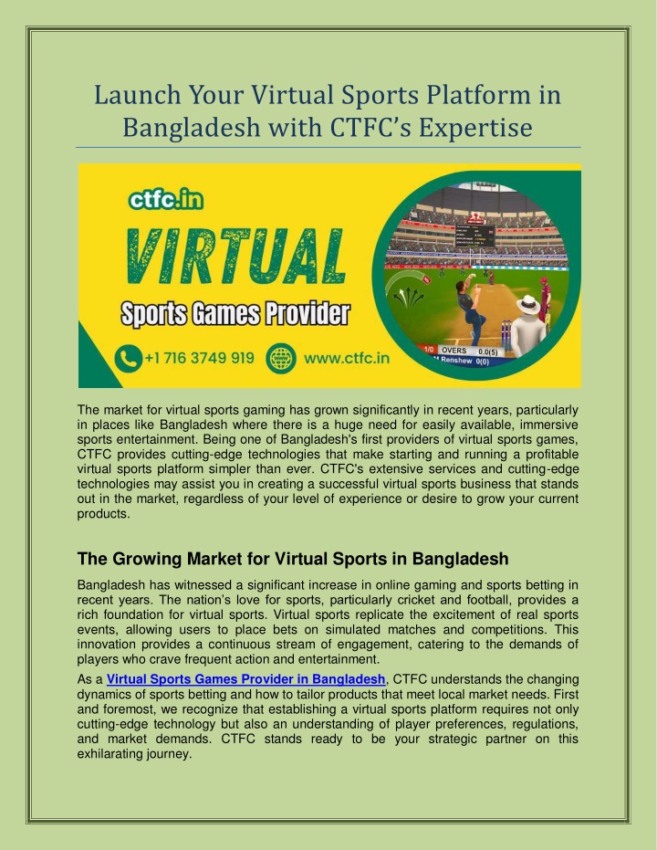 launch your virtual sports platform in bangladesh