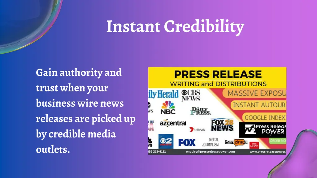 instant credibility