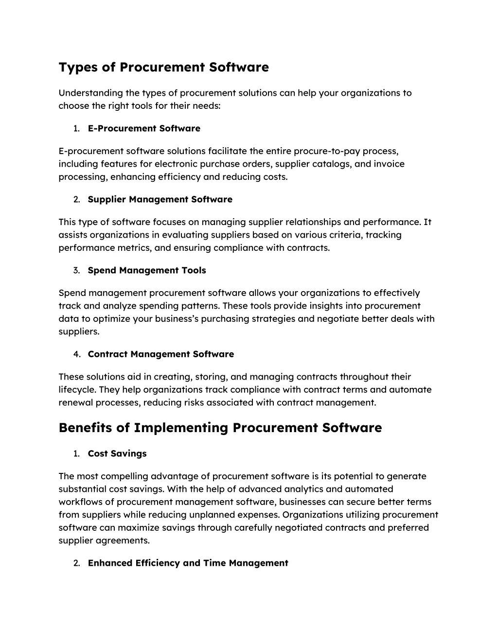 types of procurement software