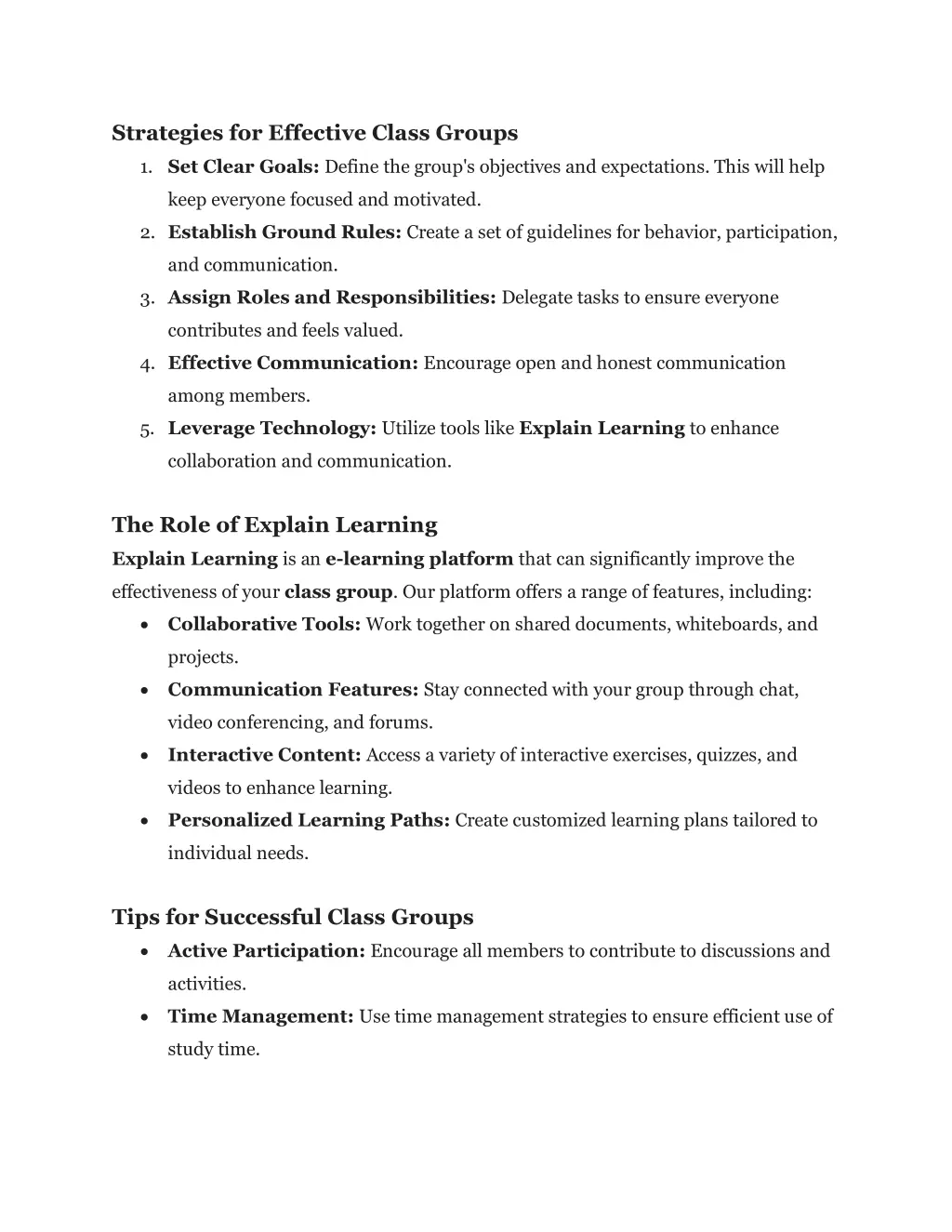 strategies for effective class groups