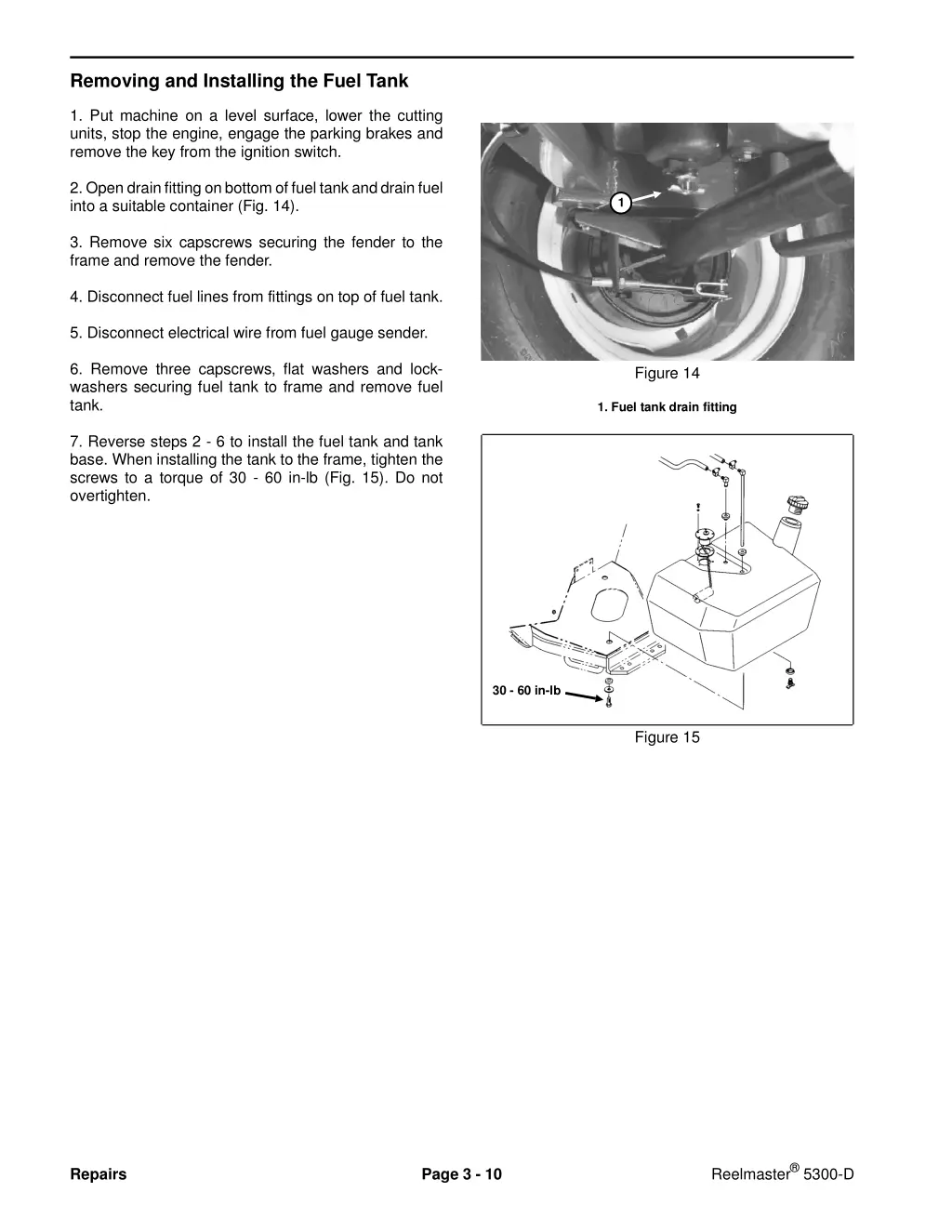 removing and installing the fuel tank