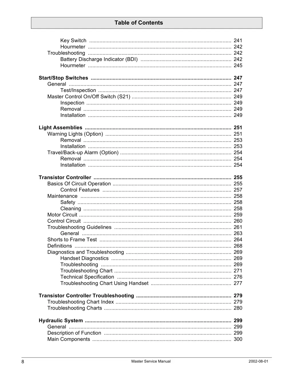 table of contents 5