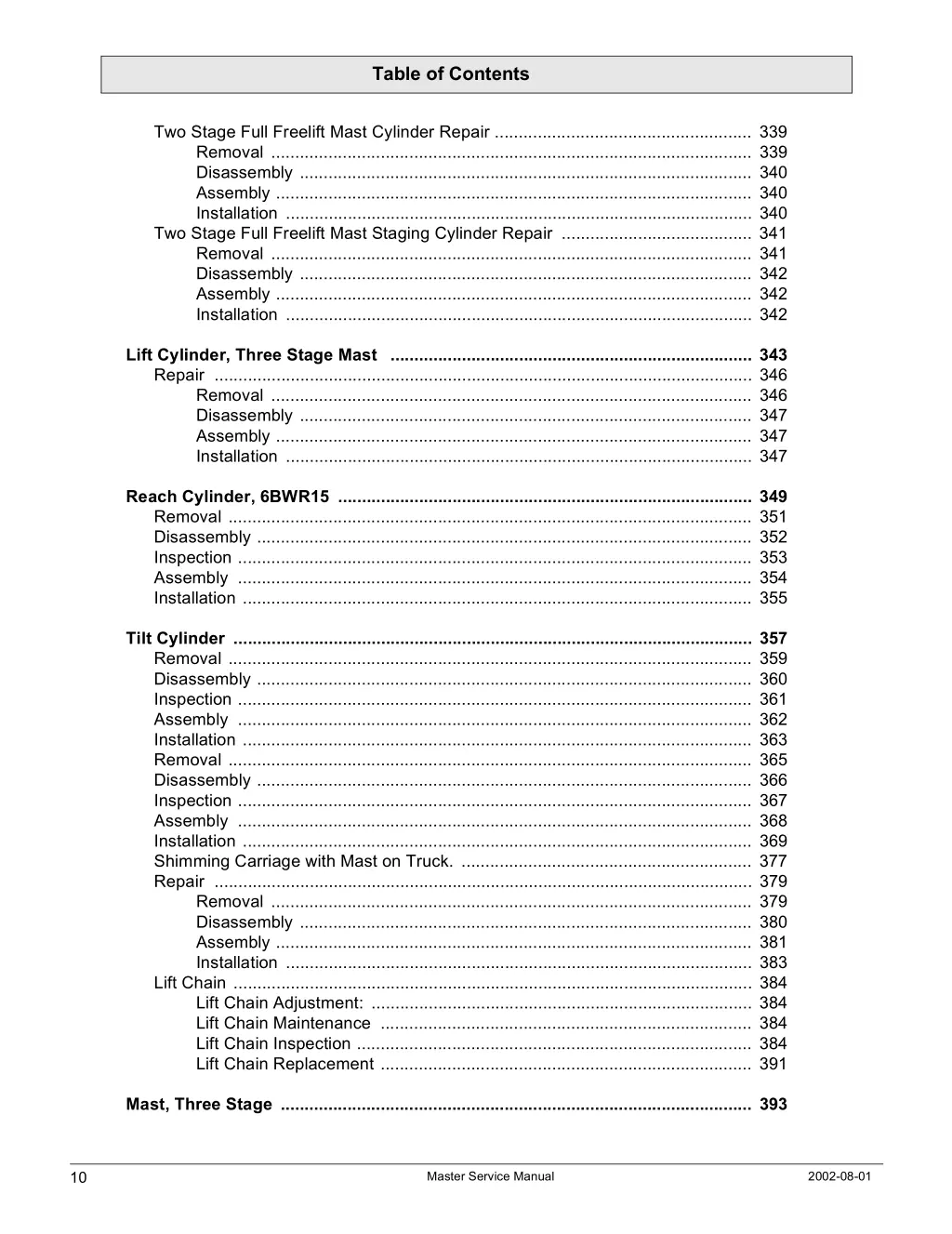 table of contents 7