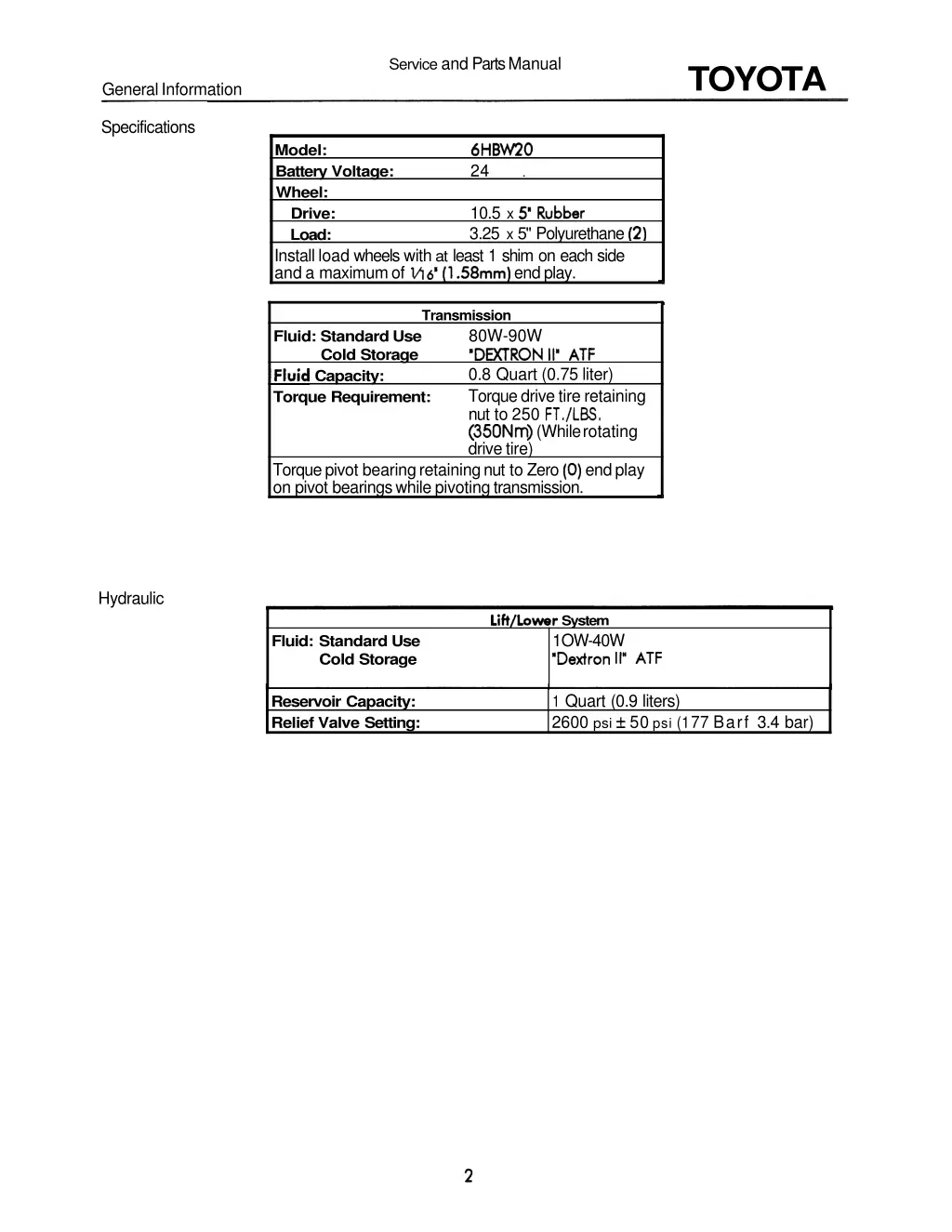 service and parts manual 2