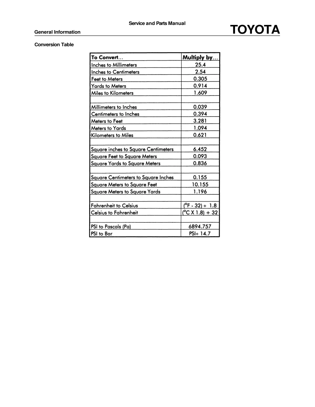 service and parts manual 7