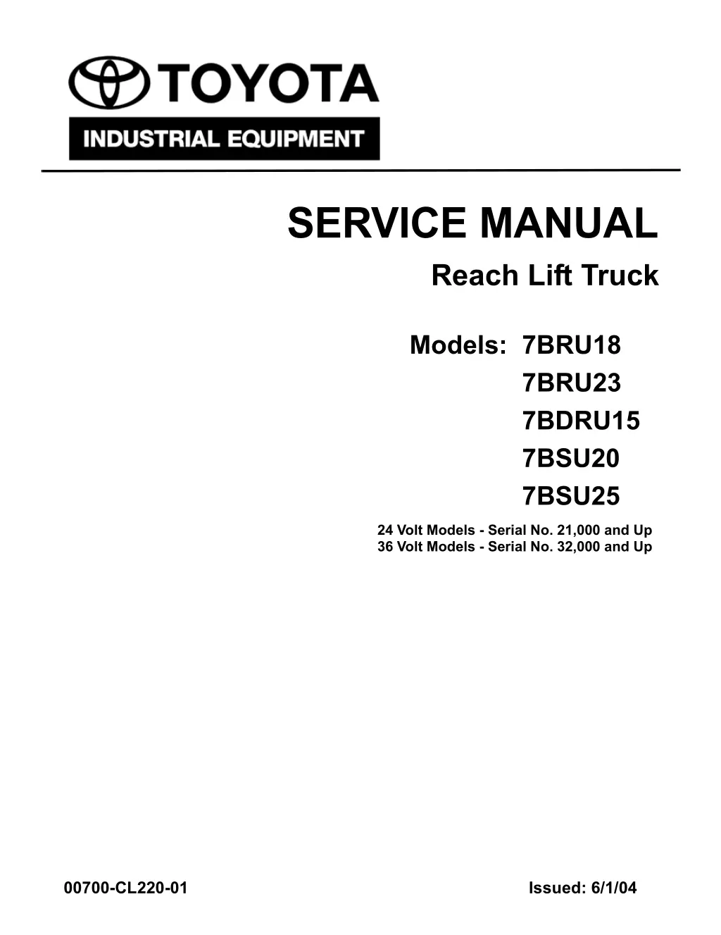 service manual reach lift truck